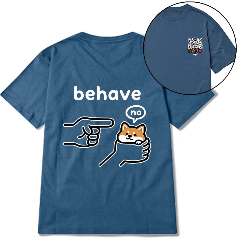 Kyoto-Lion Funny Shiba Refusing To Behave Front Back Classic T-Shirt