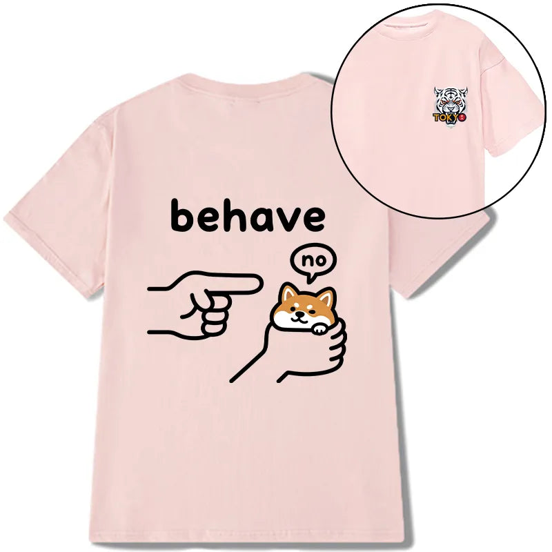 Kyoto-Lion Funny Shiba Refusing To Behave Front Back Classic T-Shirt