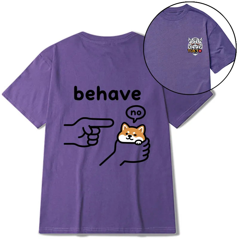 Kyoto-Lion Funny Shiba Refusing To Behave Front Back Classic T-Shirt
