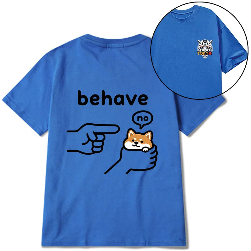 Kyoto-Lion Funny Shiba Refusing To Behave Front Back Classic T-Shirt