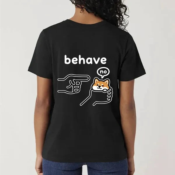 Kyoto-Lion Funny Shiba Refusing To Behave Front Back Classic T-Shirt