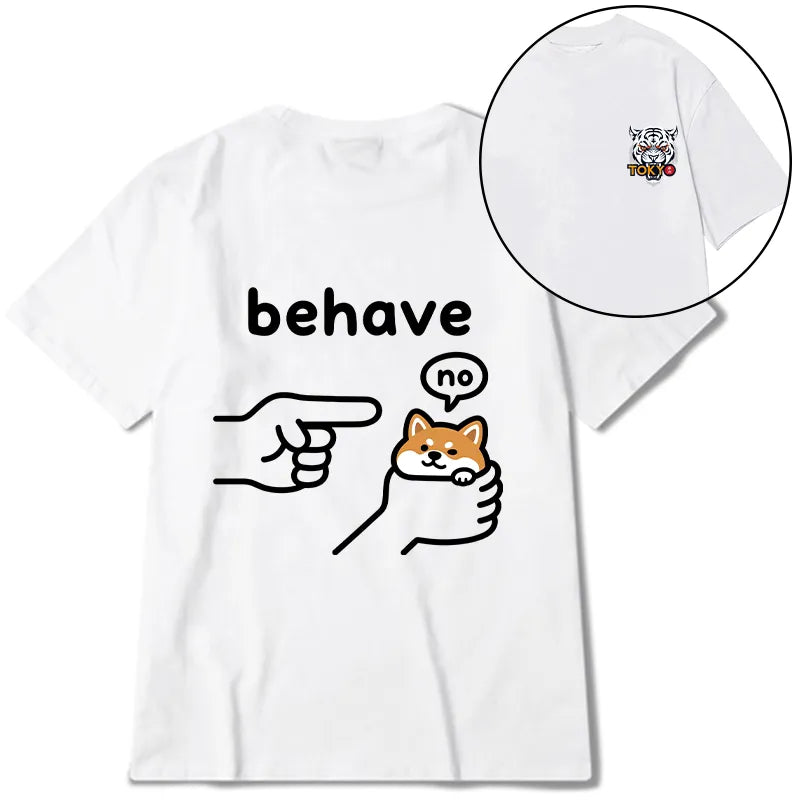 Kyoto-Lion Funny Shiba Refusing To Behave Front Back Classic T-Shirt
