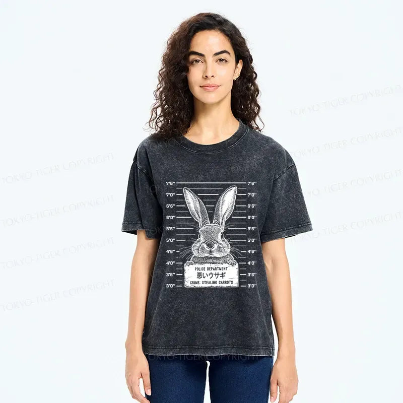 Japanese Rabbit Washed T-Shirt for Daily Wear