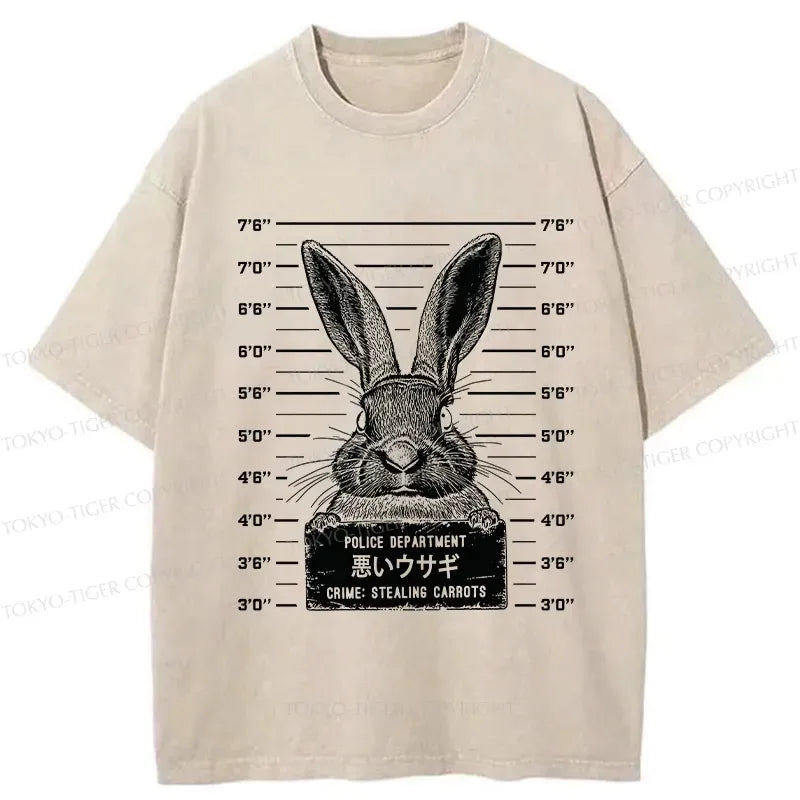 Japanese Rabbit Washed T-Shirt for Daily Wear
