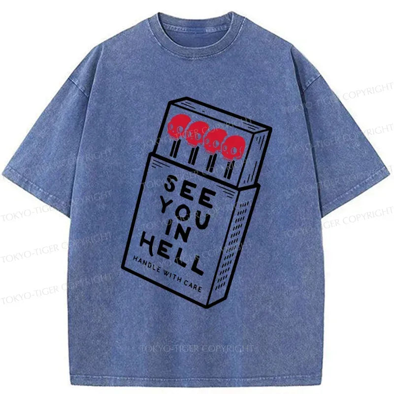 Washed Japanese Skull T-Shirt for Summer