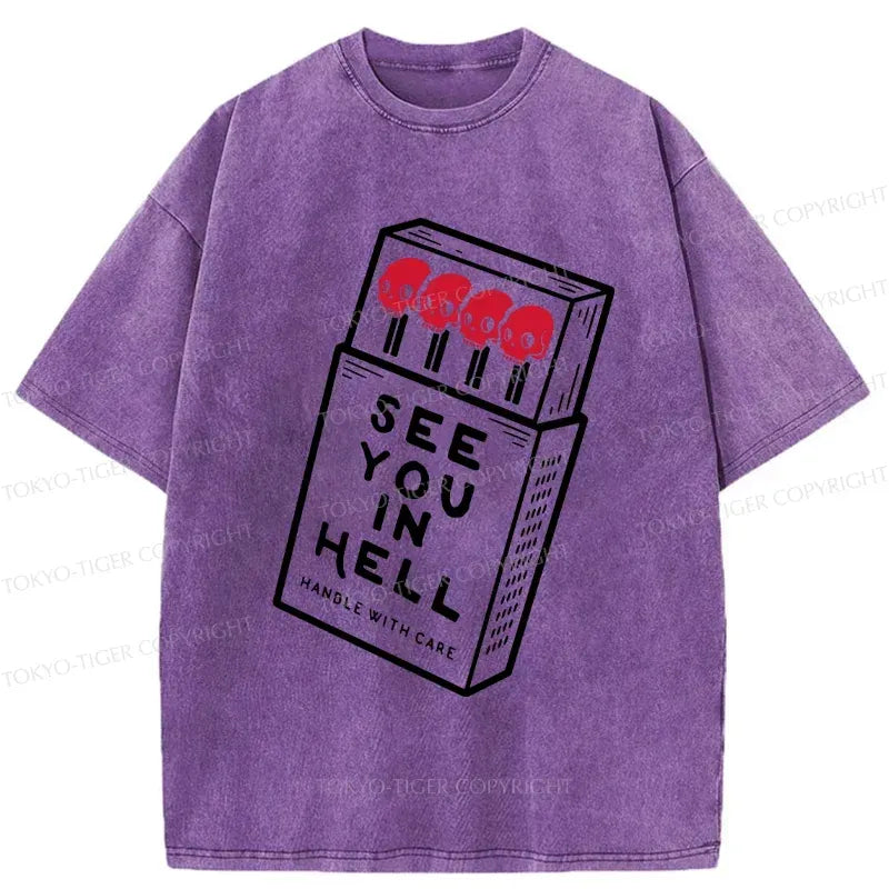 Washed Japanese Skull T-Shirt for Summer