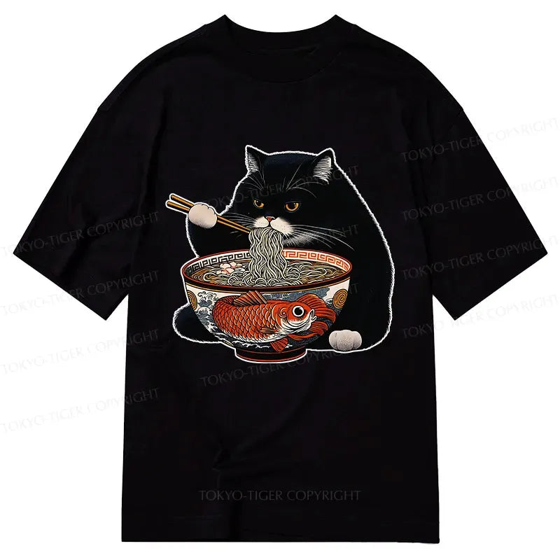 Funny Fat Cat Ramen T-Shirt for Gift