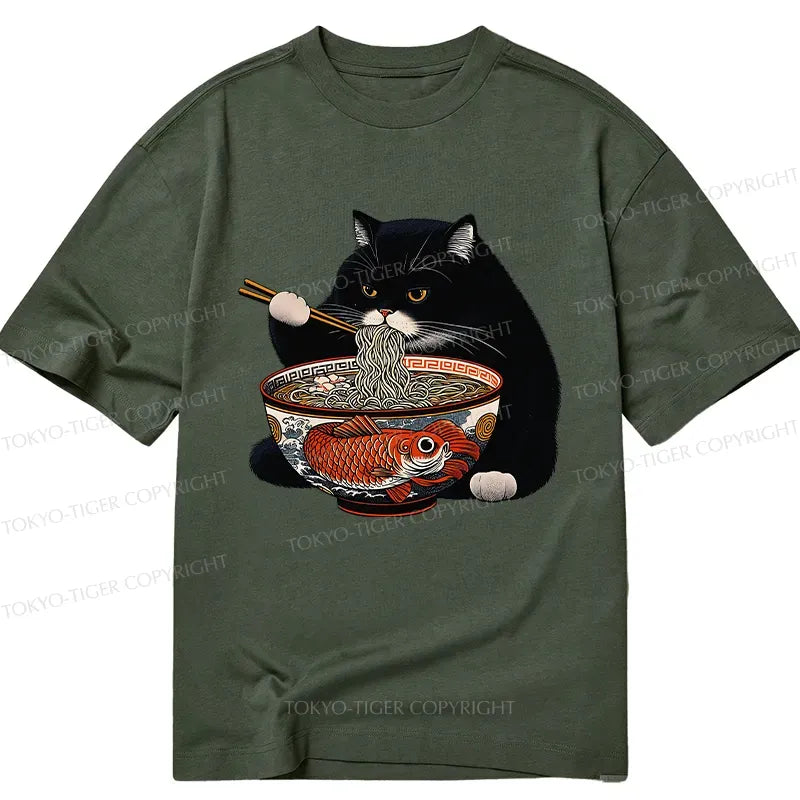 Kyoto-Lion Fat Cat Eating Ramen Classic T-Shirt