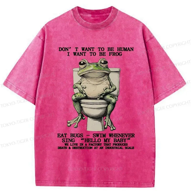 funny frog washed t-shirt for men