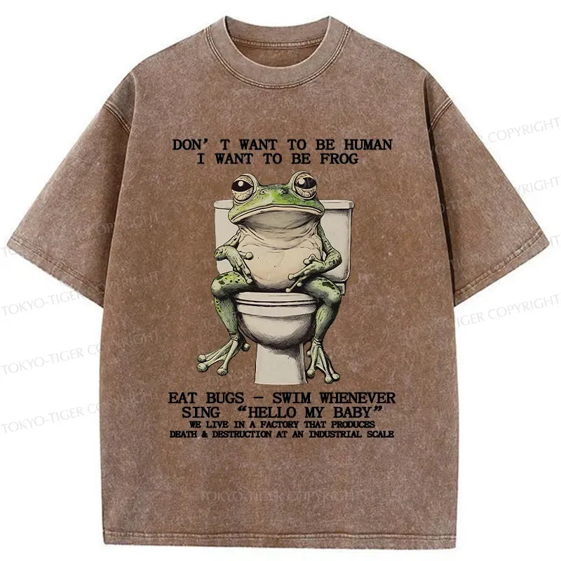 funny frog washed t-shirt for men