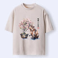Kyoto-Lion Peaceful Capybara Spring Sakura Art Washed T-Shirt