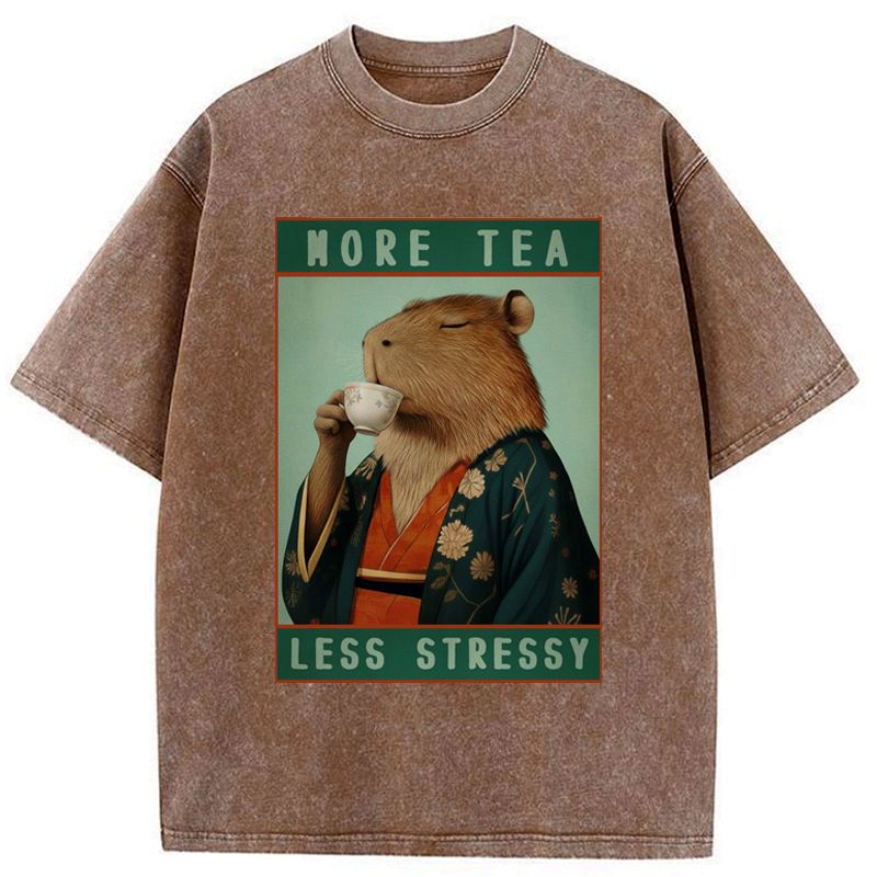Kyoto-Lion Less Tea More Stressy Washed T-Shirt