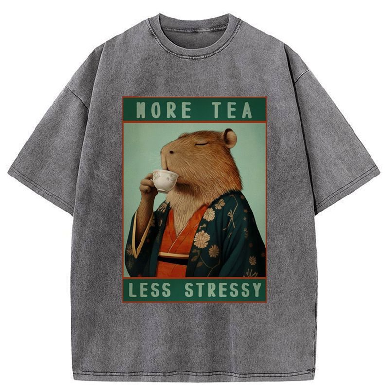 Kyoto-Lion Less Tea More Stressy Washed T-Shirt
