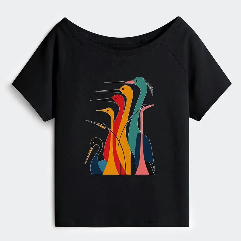 Traditional Japanese Crane Tee Free Shipping