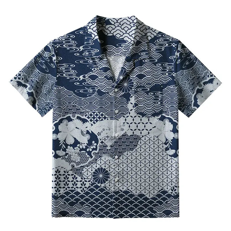 Japanese Floral Aloha Shirt for Summer