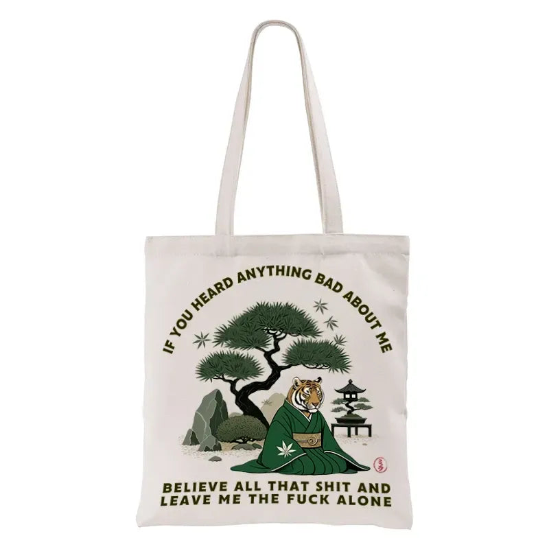 Kyoto-Lion Funny Ukiyoe Tiger Samurai Zen Tote Bag