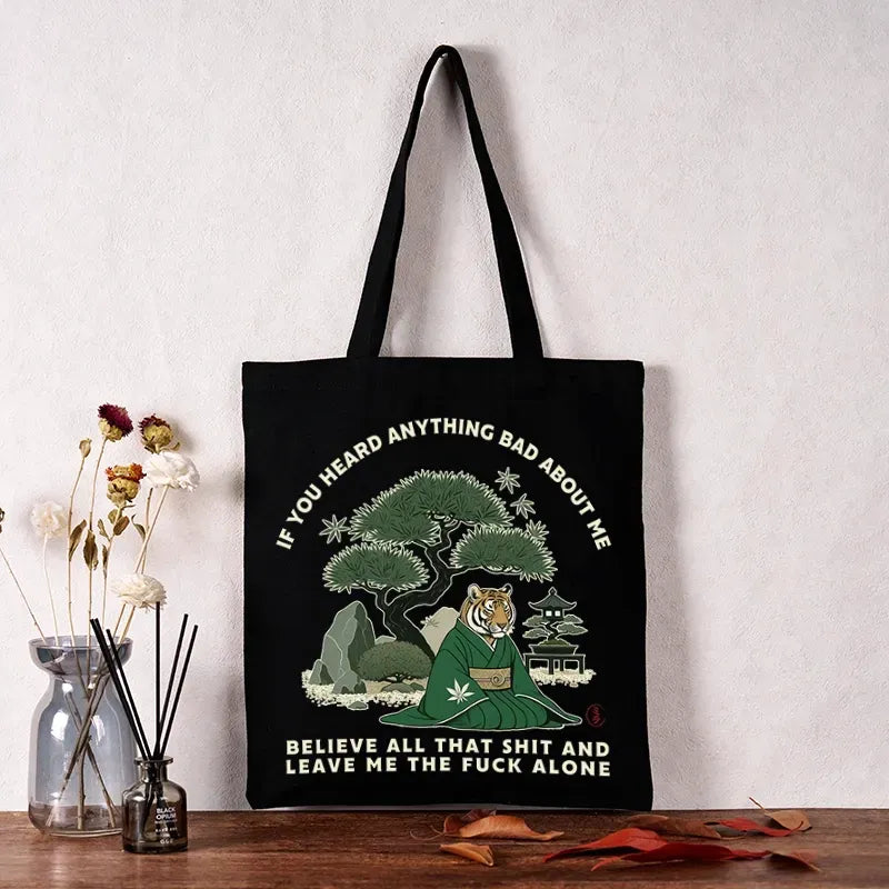 Kyoto-Lion Funny Ukiyoe Tiger Samurai Zen Tote Bag