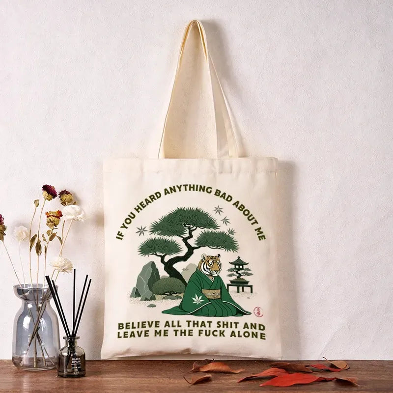 Kyoto-Lion Funny Ukiyoe Tiger Samurai Zen Tote Bag