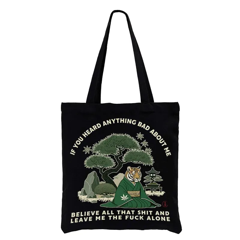 Funny Zen Tiger Canvas Tote for Daily Wear