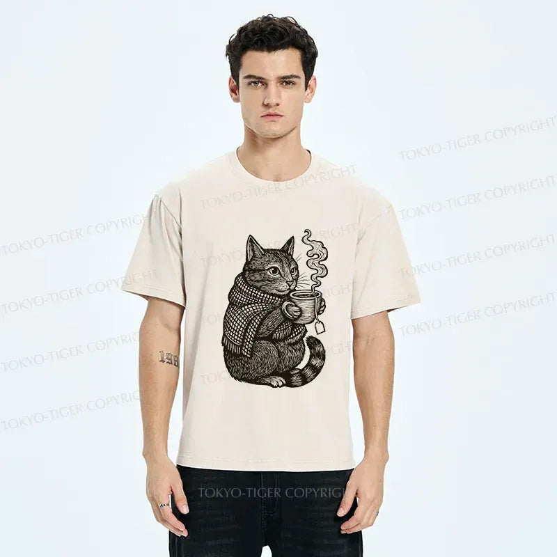 Vintage Japanese Cat Tee for Casual