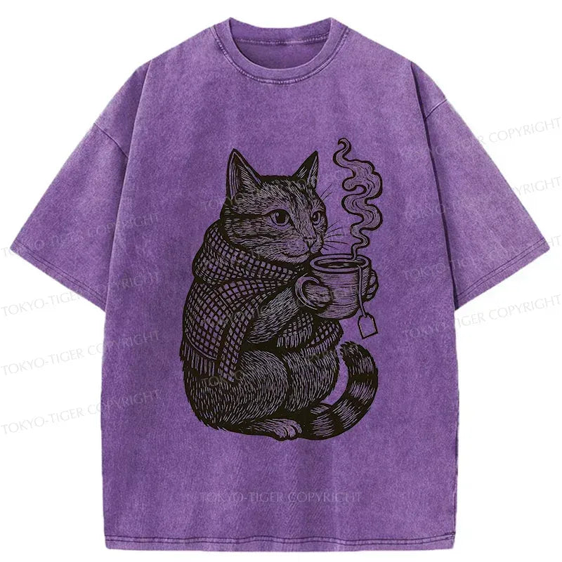 Vintage Japanese Cat Tee for Casual