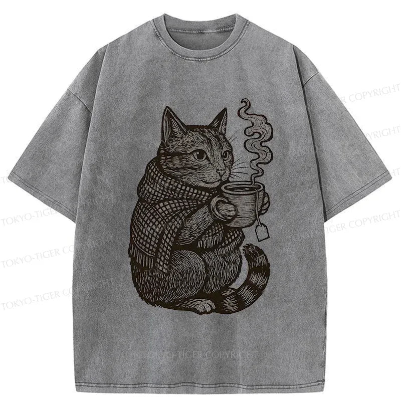 Vintage Japanese Cat Tee for Casual
