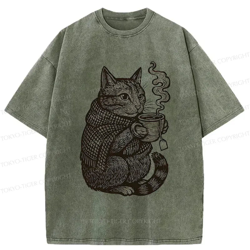 Vintage Japanese Cat Tee for Casual