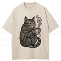 Kyoto-Lion Autumn Cat Washed T-Shirt
