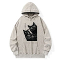 Kyoto-Lion Three Cats Are Watching You Today Washed Hoodie