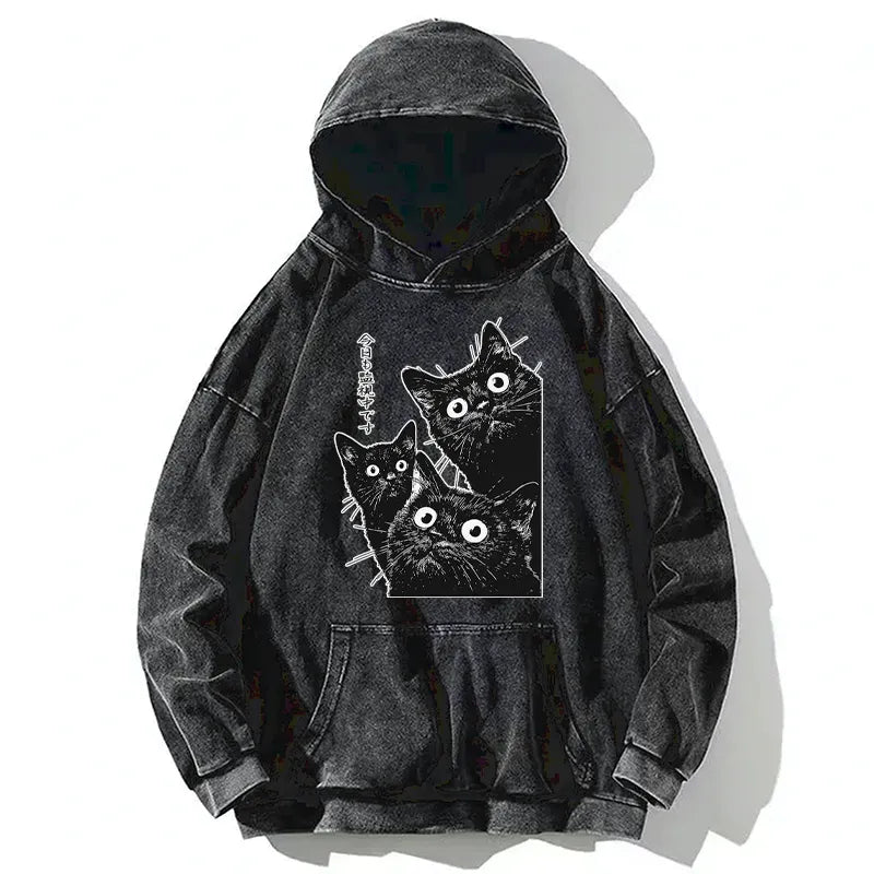 Three Cats Japanese Streetwear Hoodie Best Seller