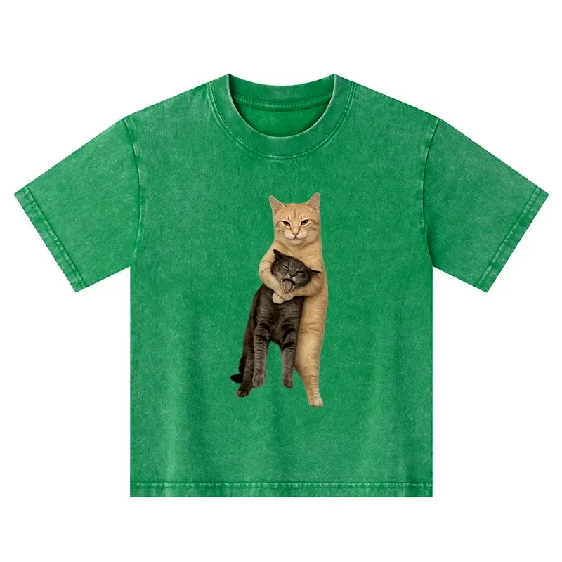 Washed Cat T-Shirt for Streetwear Style