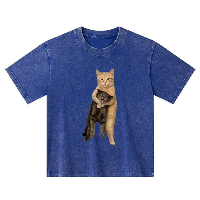Kyoto Lion Orange Cat Kids Washed T-Shirt