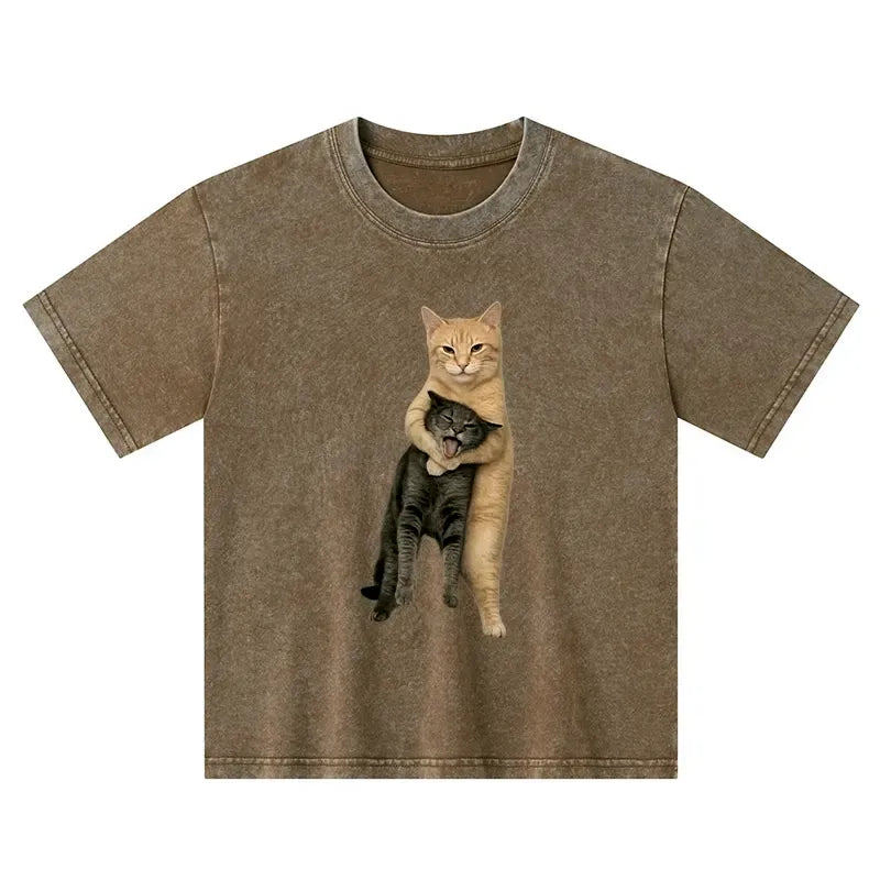 Kyoto Lion Orange Cat Kids Washed T-Shirt