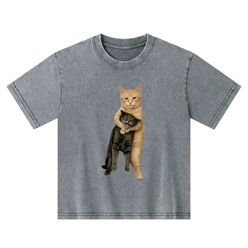 Kyoto Lion Orange Cat Kids Washed T-Shirt