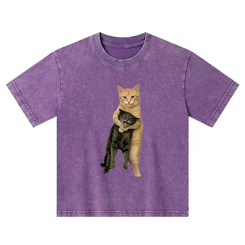 Washed Cat T-Shirt for Streetwear Style