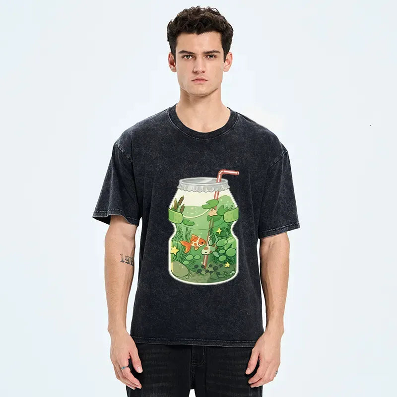 Kyoto Lion Japanese vintage t-shirt for daily wear