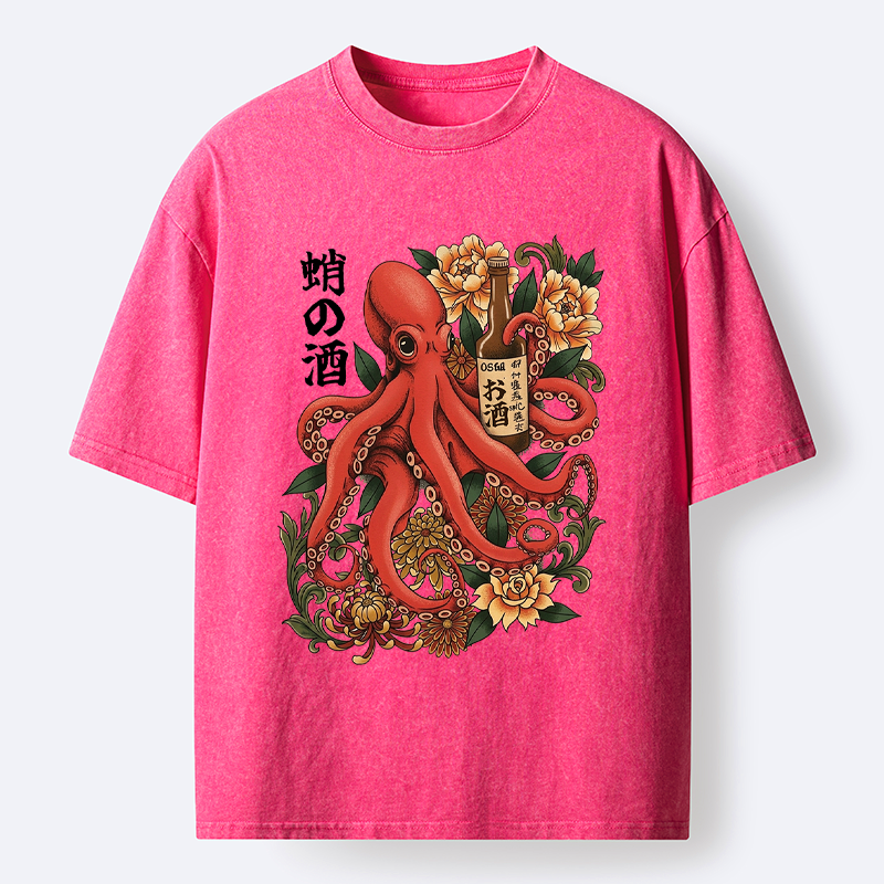 Vintage Washed Octopus T-Shirt for Streetwear