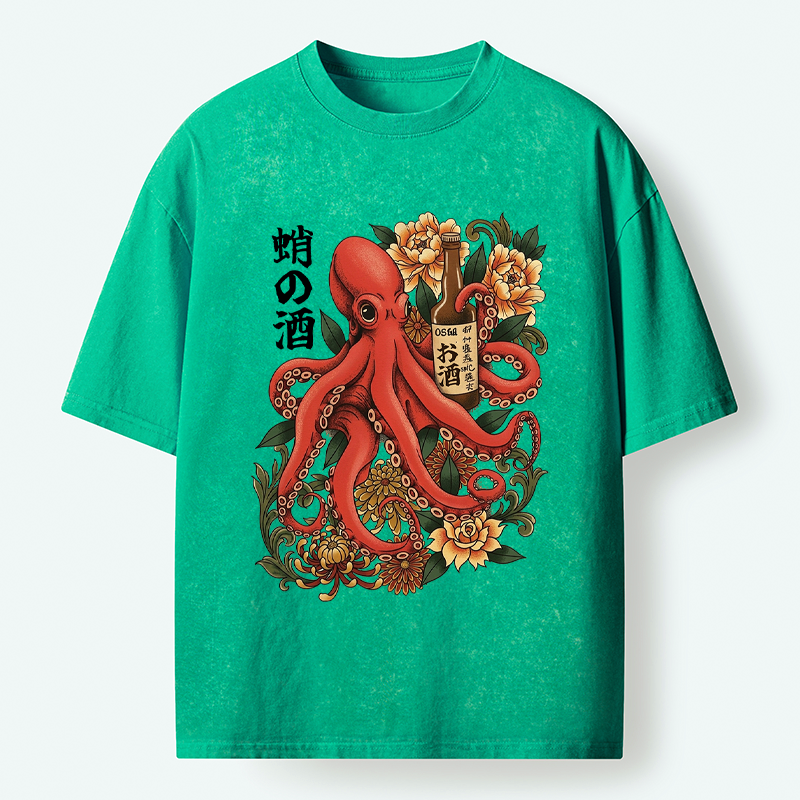 Vintage Washed Octopus T-Shirt for Streetwear