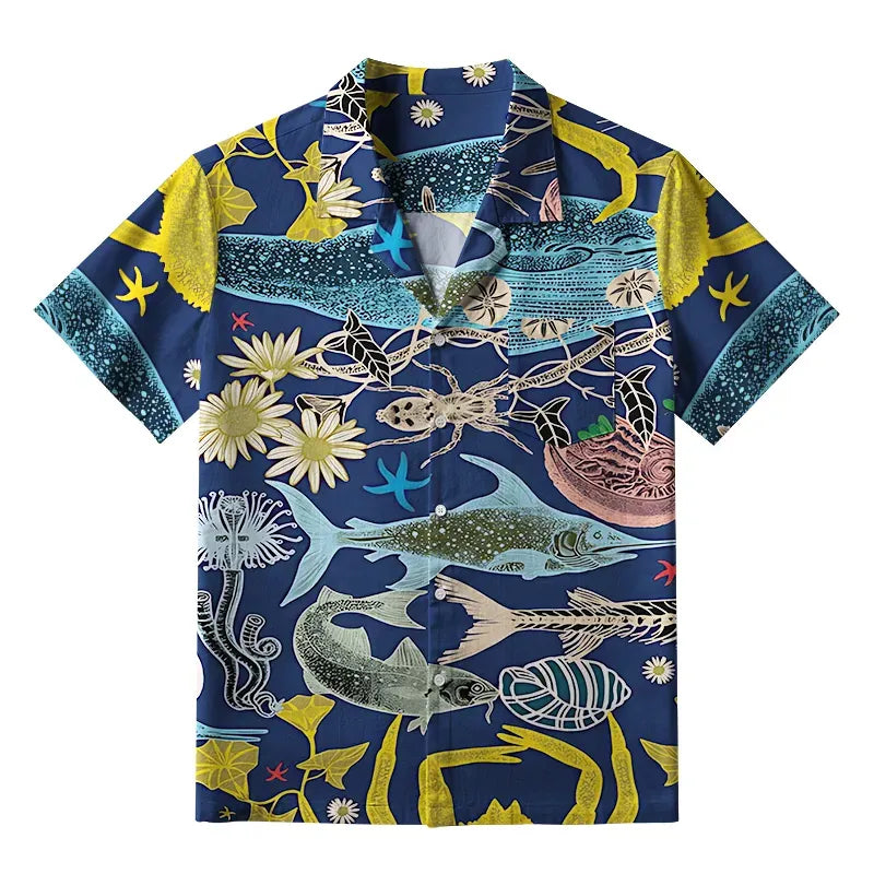 Kyoto-Lion Marine Species Aloha Hawaiian Shirt
