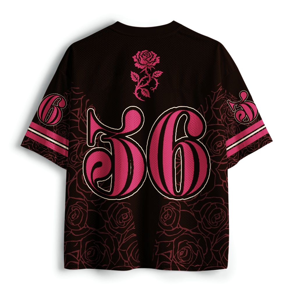 Kyoto-Lion Ukiyo-e Black Cat Rose Mesh Jersey