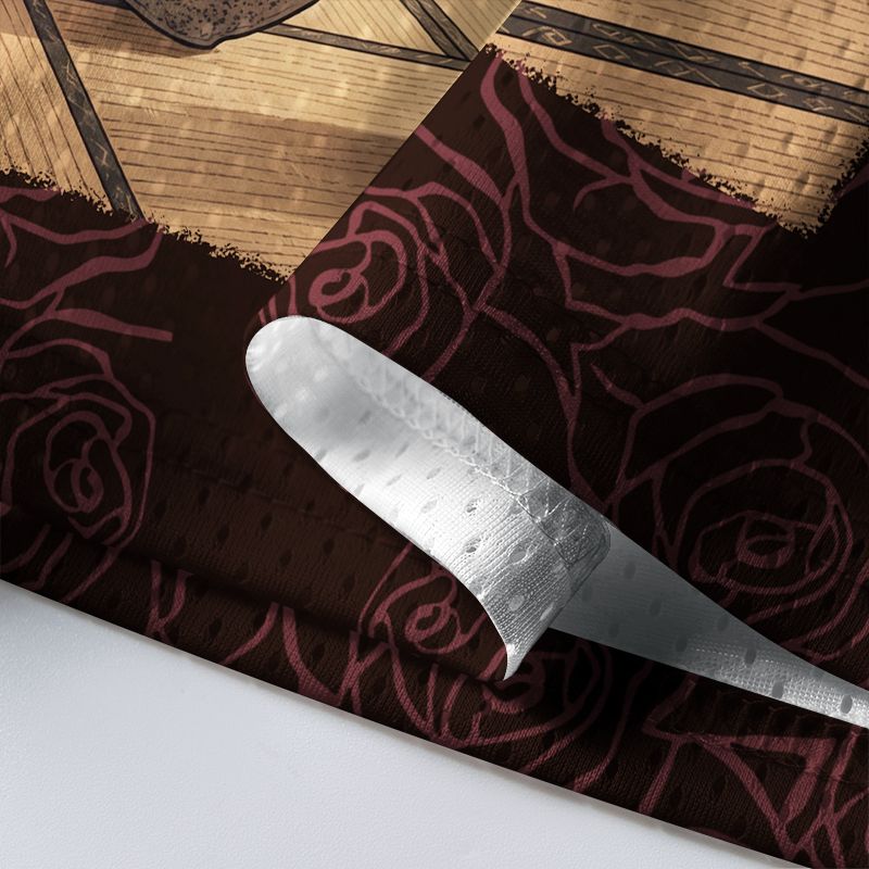 Kyoto-Lion Ukiyo-e Black Cat Rose Mesh Jersey