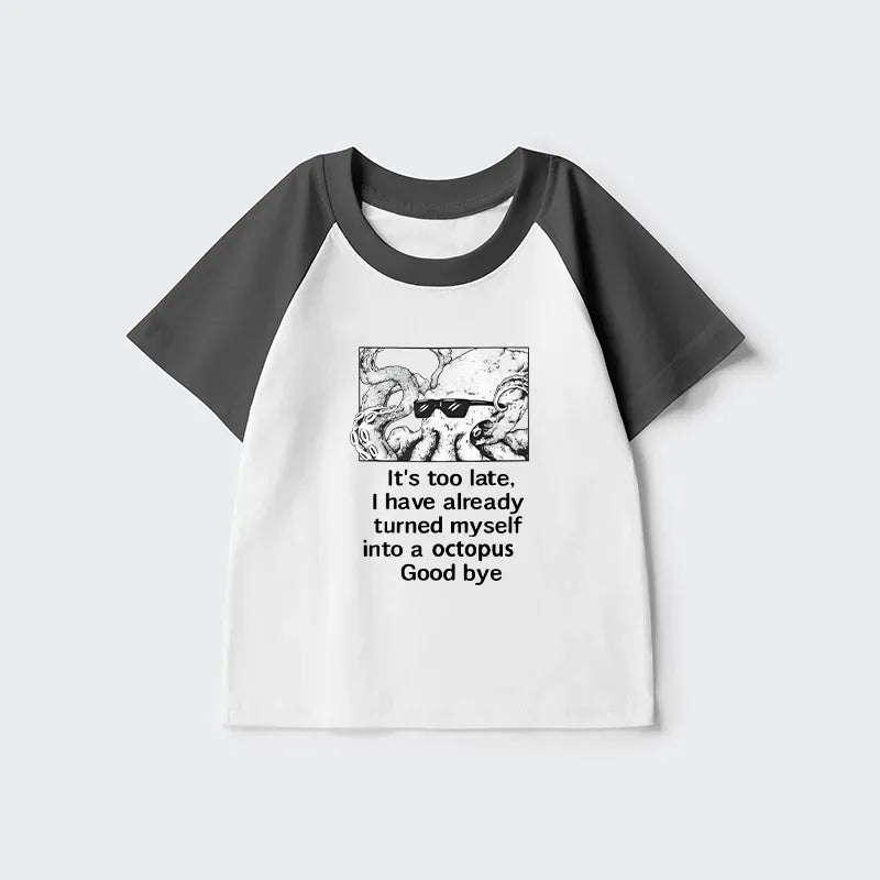 Kyoto-Lion Octopus Meme I Disappeared Completely Kids Raglan T-shirt