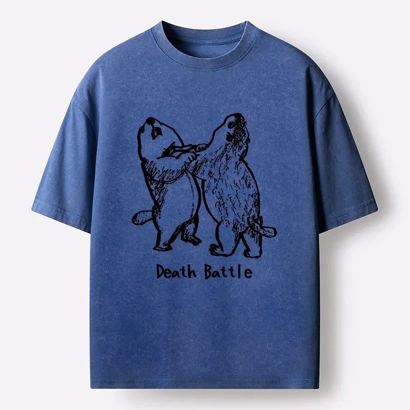 Kyoto-Lion Groundhog Fighting Washed T-Shirt