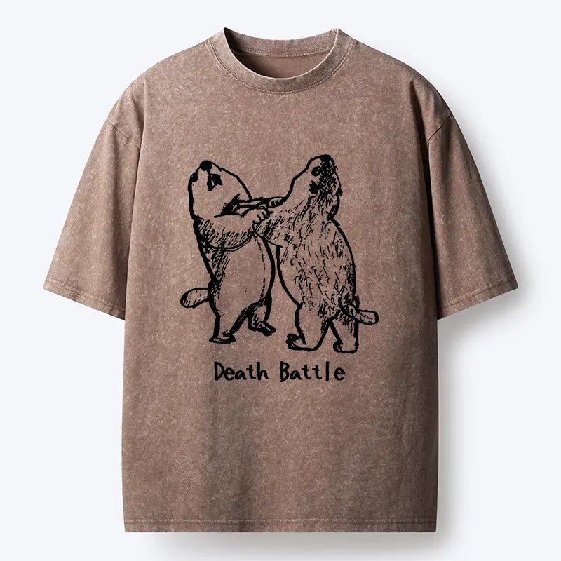 Kyoto-Lion Groundhog Fighting Washed T-Shirt