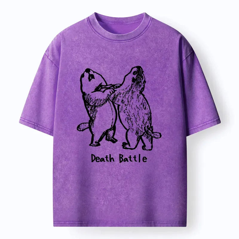 Kyoto-Lion Groundhog Fighting Washed T-Shirt