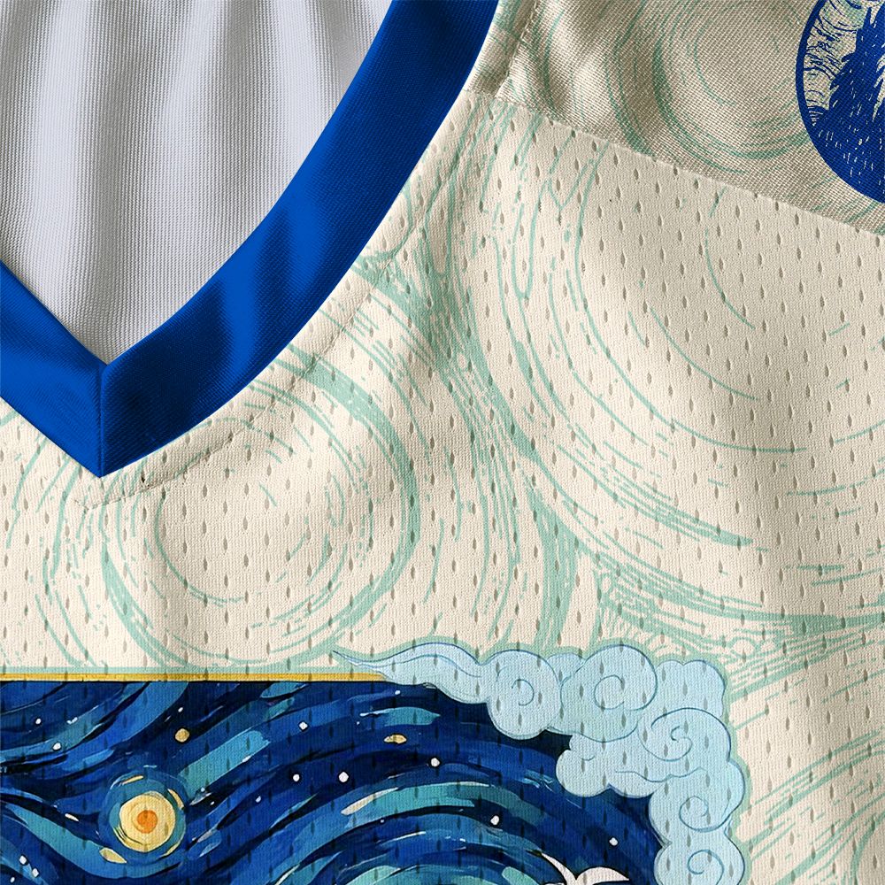 Kyoto-Lion Starry Waves of Kanagawa Paneled Long Sleeve Jersey