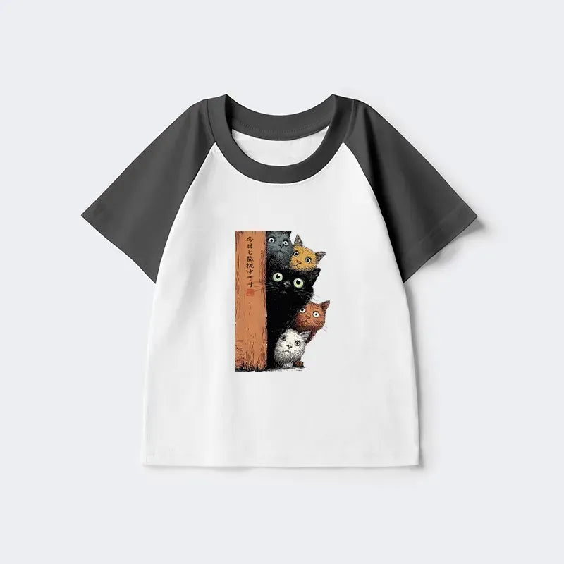 Five Cats Watching You Kids T-shirt Gift Idea