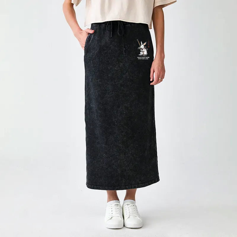 Kyoto-Lion Rabbit Gotta Say Weird Stuff Or Die Washed Terry Skirt