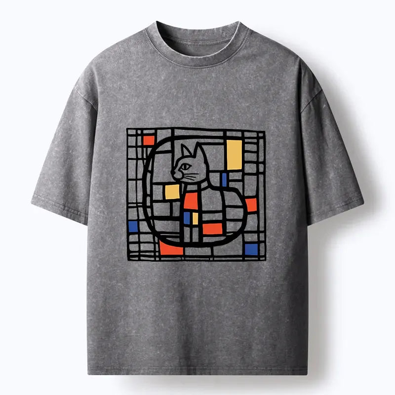 Japanese washed cat t-shirt