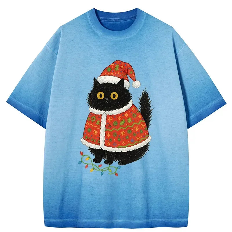 gradient washed cat tee for streetwear